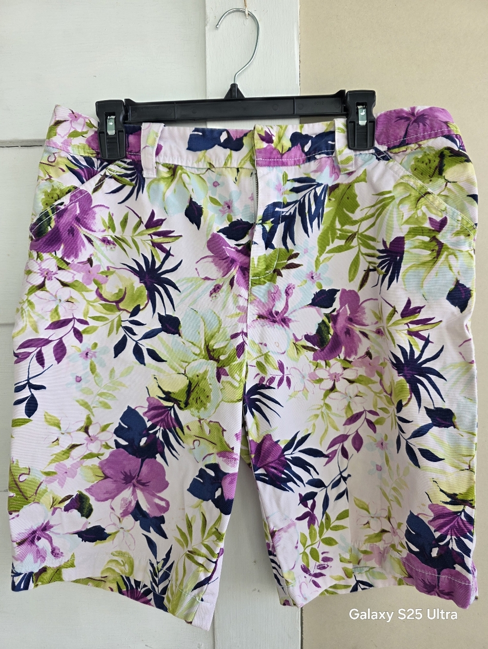 Floral High-Rise Shorts in Pink, Purple & Green